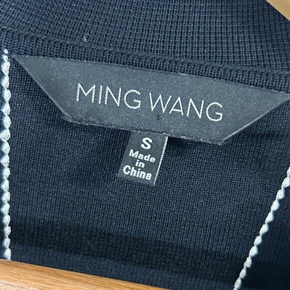 Ming Wang Black Knit Hook Front Jacket‎ S Geometric Dots Classic - Picture 4 of 9